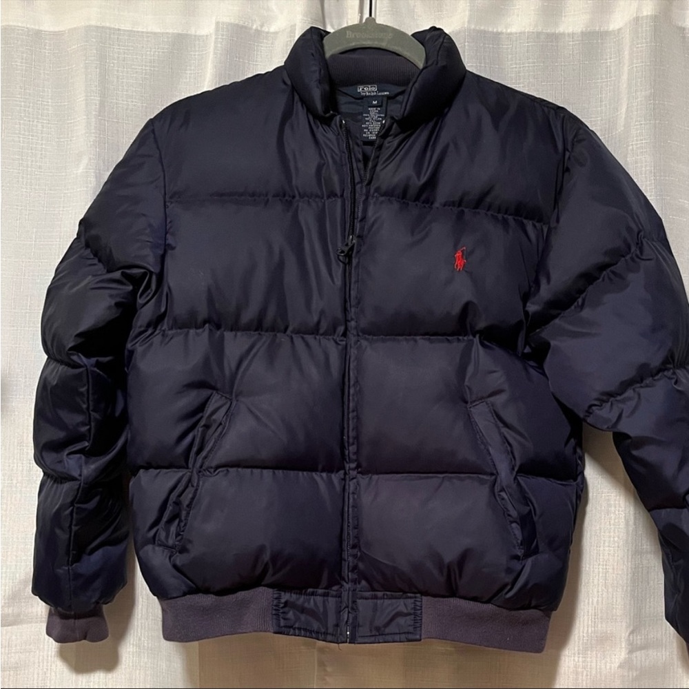 Ralph Lauren youth puffer on navy blue. Perfect condition.